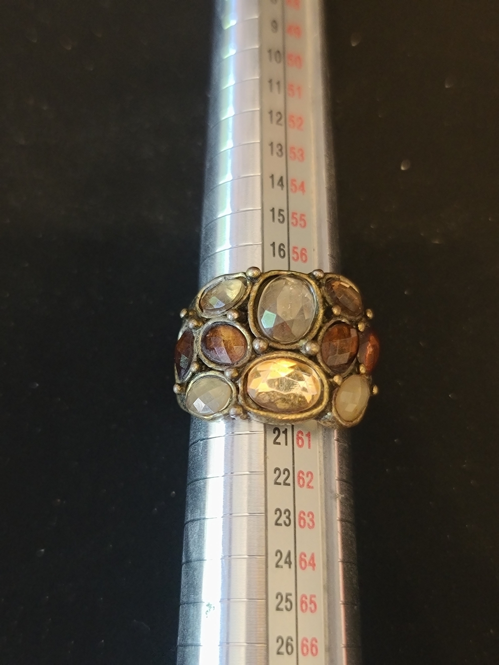 Heidi Dais Multi-Stone Gold-Tone Statement Ring - Brown and Champagne